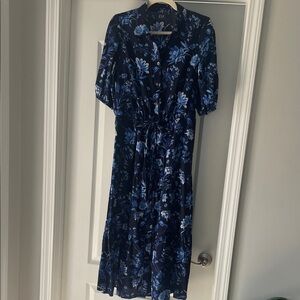 Gap Floral Blue Collared Dress